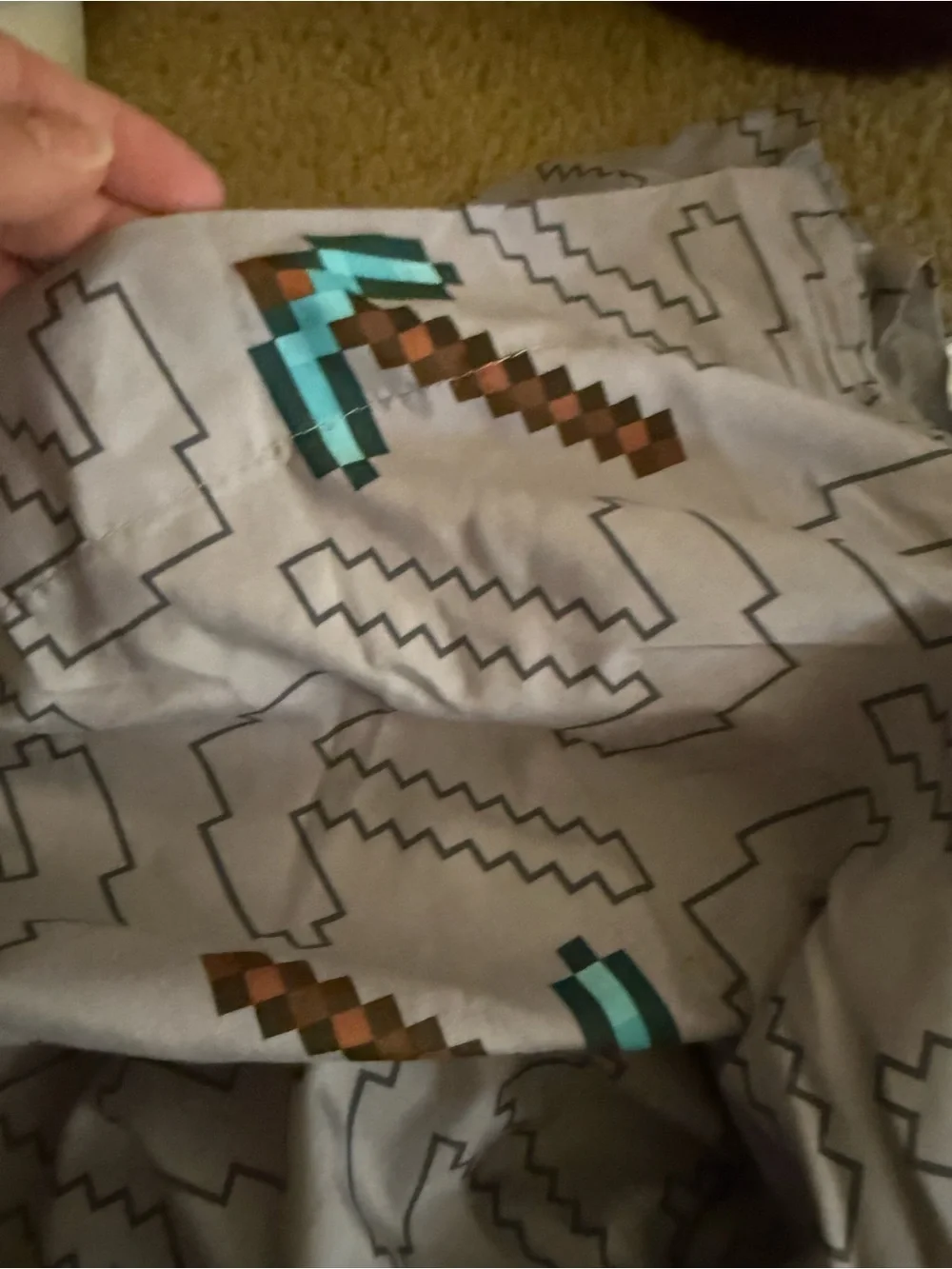 Minecraft-Inspired Diamond Pickaxe Twin sheet set